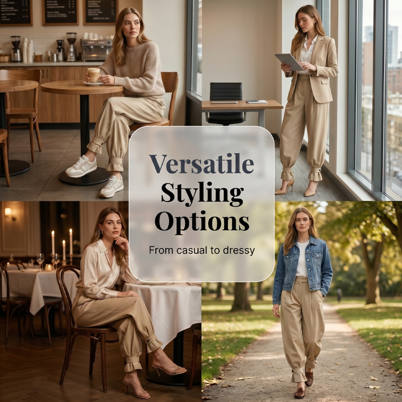 🔥Jusqu'à épuisement des stocks : 50 % de réduction !🎉 Pantalon lanterné à plis pour femme avec ourlets à volants
