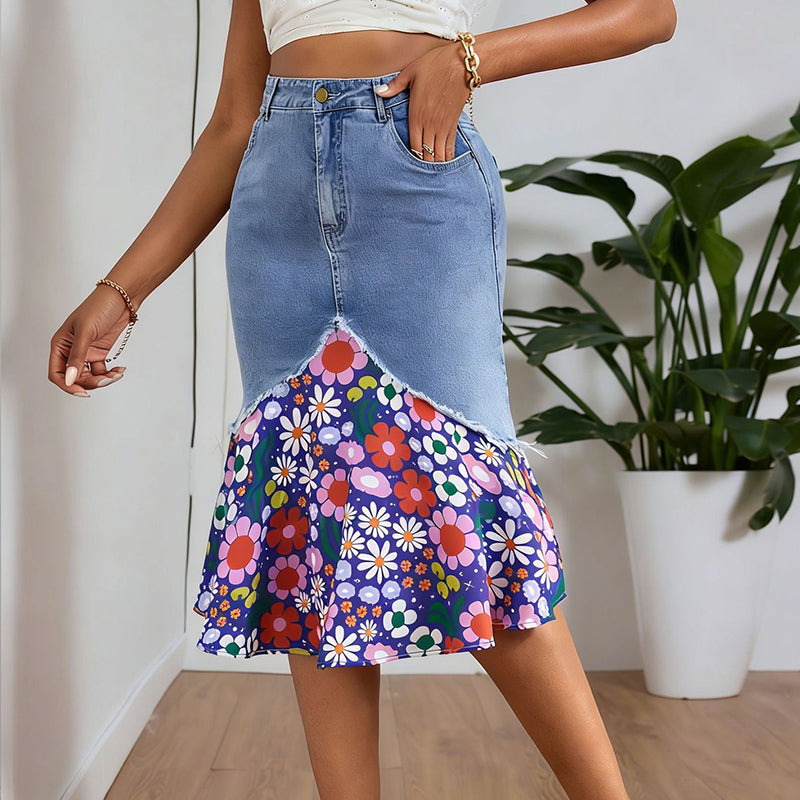 🧜‍♀️ Jupe sirène en jean taille haute pour femme – moulante et élégante