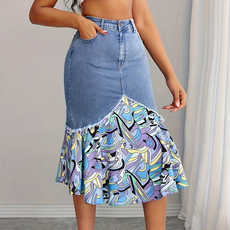 🧜‍♀️ Jupe sirène en jean taille haute pour femme – moulante et élégante