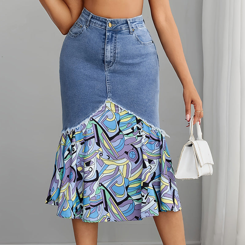 🧜‍♀️ Jupe sirène en jean taille haute pour femme – moulante et élégante