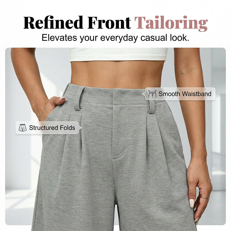 Short plissé décontracté à taille haute pour femme