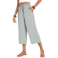 Pantalon capri large en coton et lin pour femme