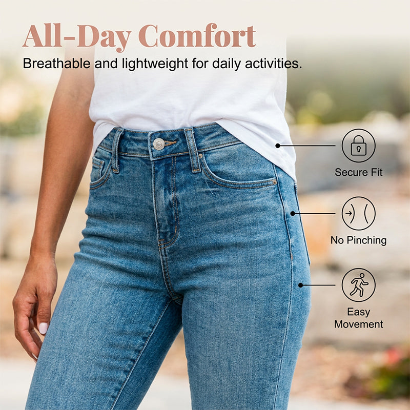 Jean capri décontracté à taille haute et extensible pour femme+