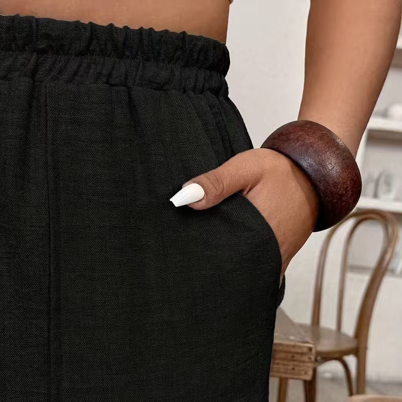 👖 50% DE RÉDUCTION ✨ Pantalon femme casual à chevilles retroussées – Coupe ample & ceinture élastique – Couleurs unies, parfait pour un look décontracté ou chic – confortable et intemporel 🍂🌸