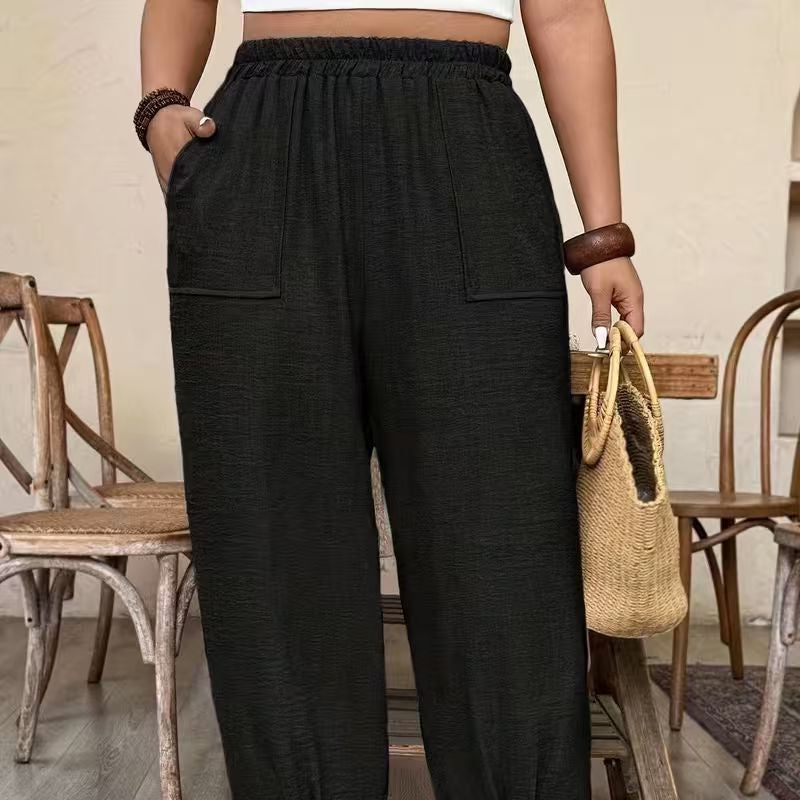 👖 50% DE RÉDUCTION ✨ Pantalon femme casual à chevilles retroussées – Coupe ample & ceinture élastique – Couleurs unies, parfait pour un look décontracté ou chic – confortable et intemporel 🍂🌸