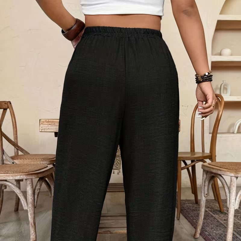 👖 50% DE RÉDUCTION ✨ Pantalon femme casual à chevilles retroussées – Coupe ample & ceinture élastique – Couleurs unies, parfait pour un look décontracté ou chic – confortable et intemporel 🍂🌸