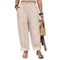 👖 50% DE RÉDUCTION ✨ Pantalon femme casual à chevilles retroussées – Coupe ample & ceinture élastique – Couleurs unies, parfait pour un look décontracté ou chic – confortable et intemporel 🍂🌸