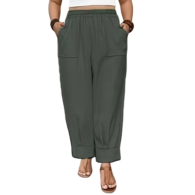 👖 50% DE RÉDUCTION ✨ Pantalon femme casual à chevilles retroussées – Coupe ample & ceinture élastique – Couleurs unies, parfait pour un look décontracté ou chic – confortable et intemporel 🍂🌸