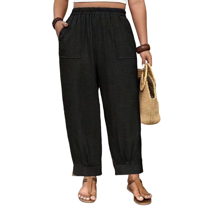 👖 50% DE RÉDUCTION ✨ Pantalon femme casual à chevilles retroussées – Coupe ample & ceinture élastique – Couleurs unies, parfait pour un look décontracté ou chic – confortable et intemporel 🍂🌸