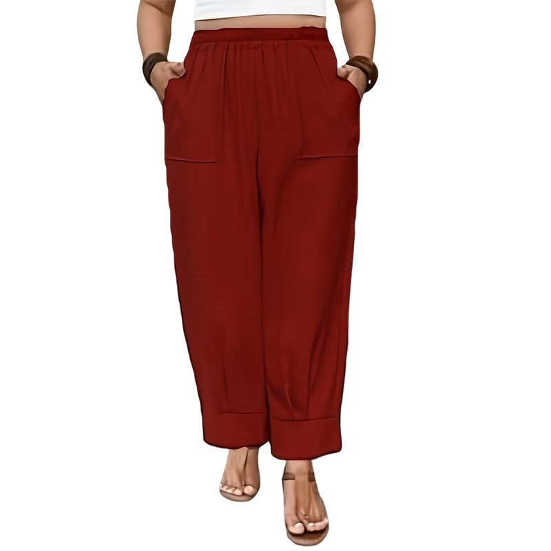👖 50% DE RÉDUCTION ✨ Pantalon femme casual à chevilles retroussées – Coupe ample & ceinture élastique – Couleurs unies, parfait pour un look décontracté ou chic – confortable et intemporel 🍂🌸