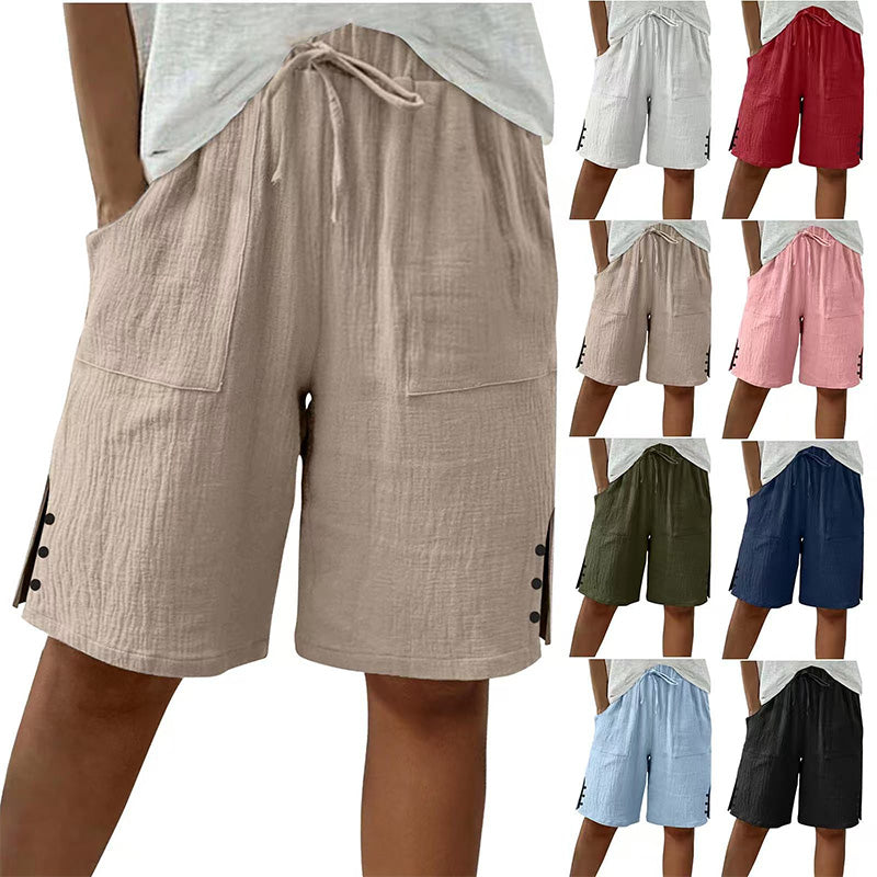 Short d'été pour femme avec boutons sur les côtés