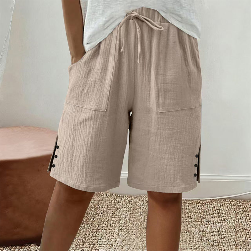 Short d'été pour femme avec boutons sur les côtés