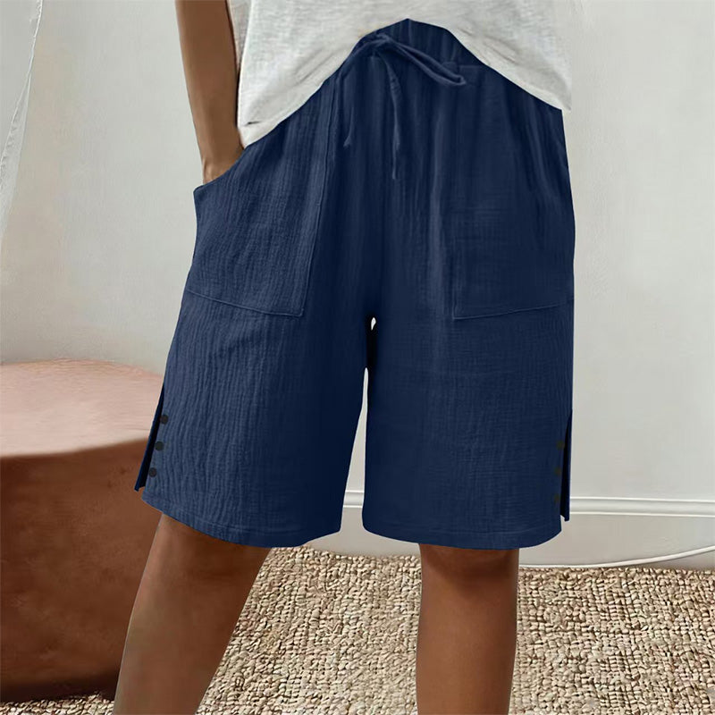 Short d'été pour femme avec boutons sur les côtés