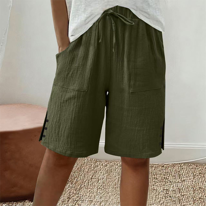 Short d'été pour femme avec boutons sur les côtés
