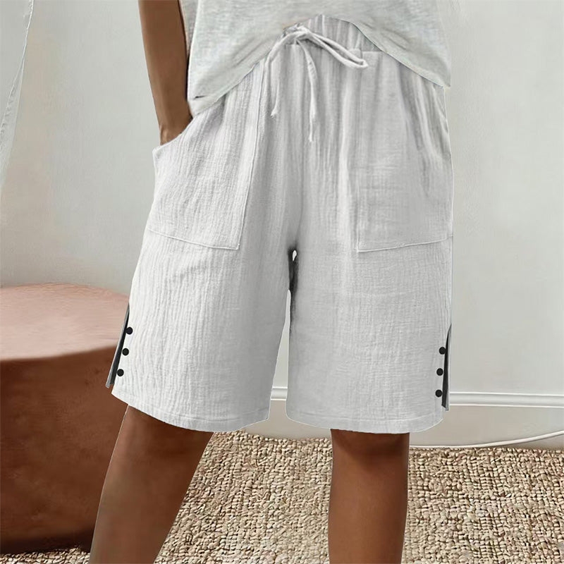 Short d'été pour femme avec boutons sur les côtés