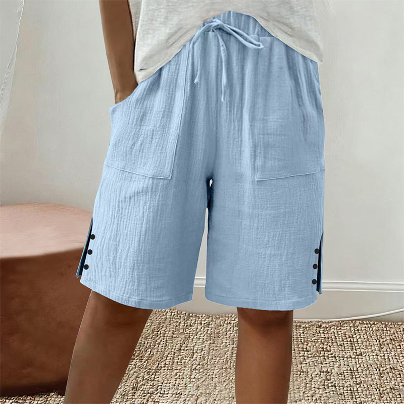 Short d'été pour femme avec boutons sur les côtés