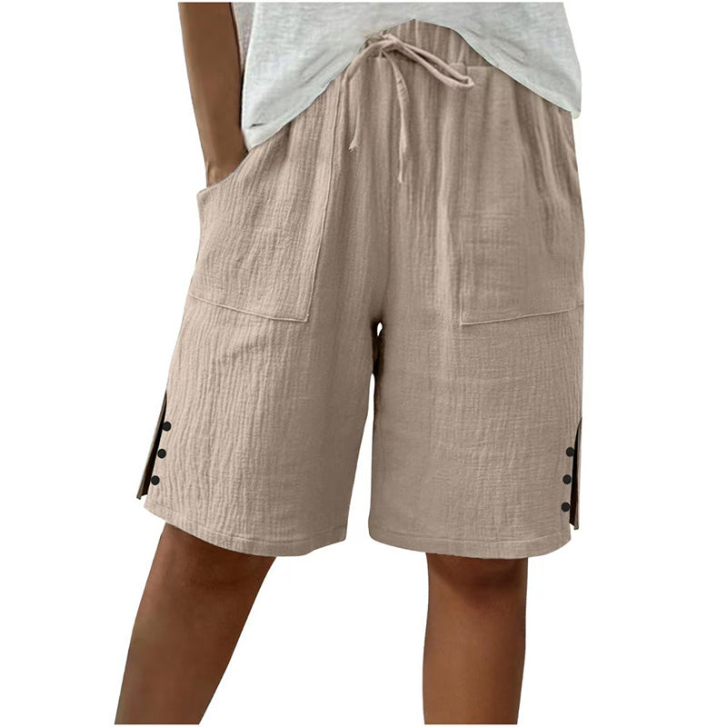 Short d'été pour femme avec boutons sur les côtés