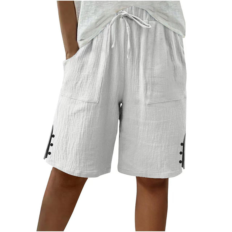 Short d'été pour femme avec boutons sur les côtés