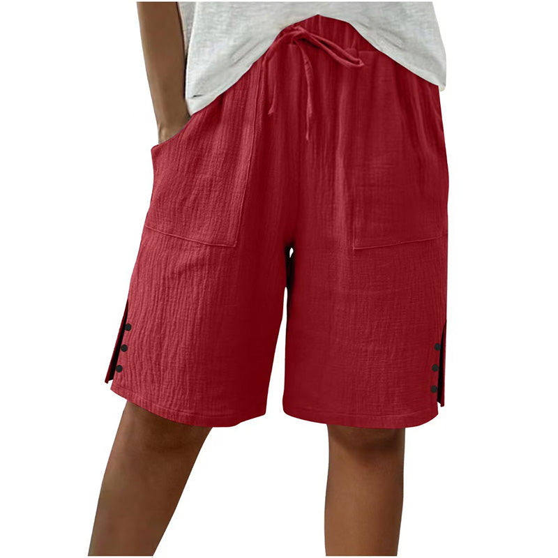 Short d'été pour femme avec boutons sur les côtés