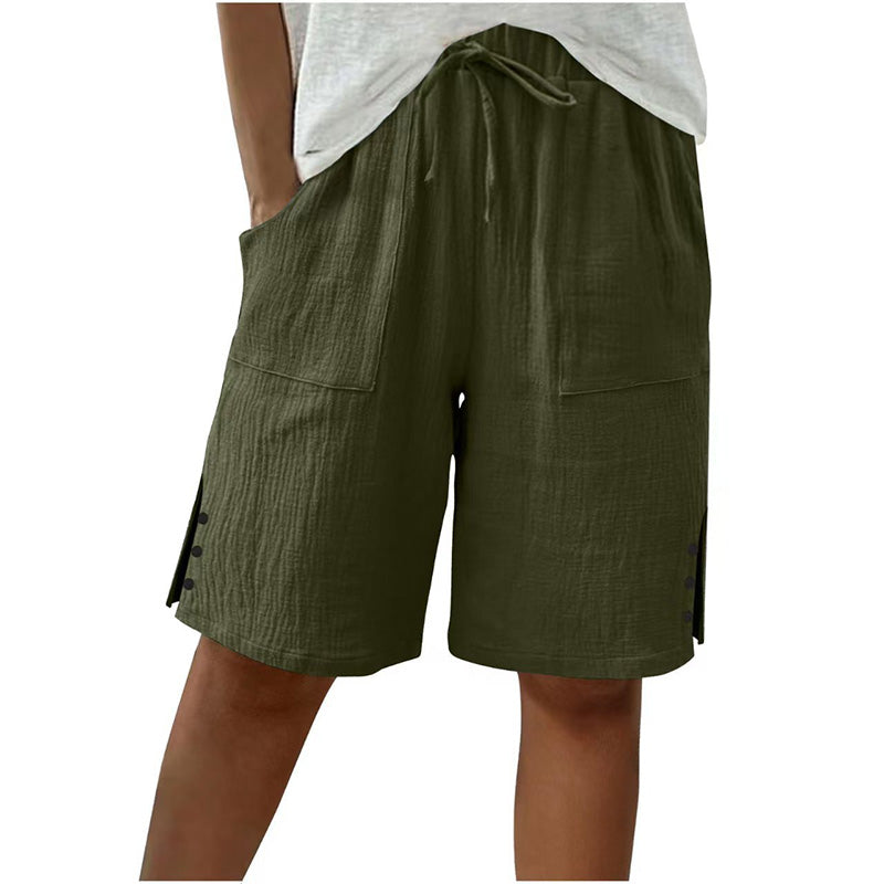 Short d'été pour femme avec boutons sur les côtés