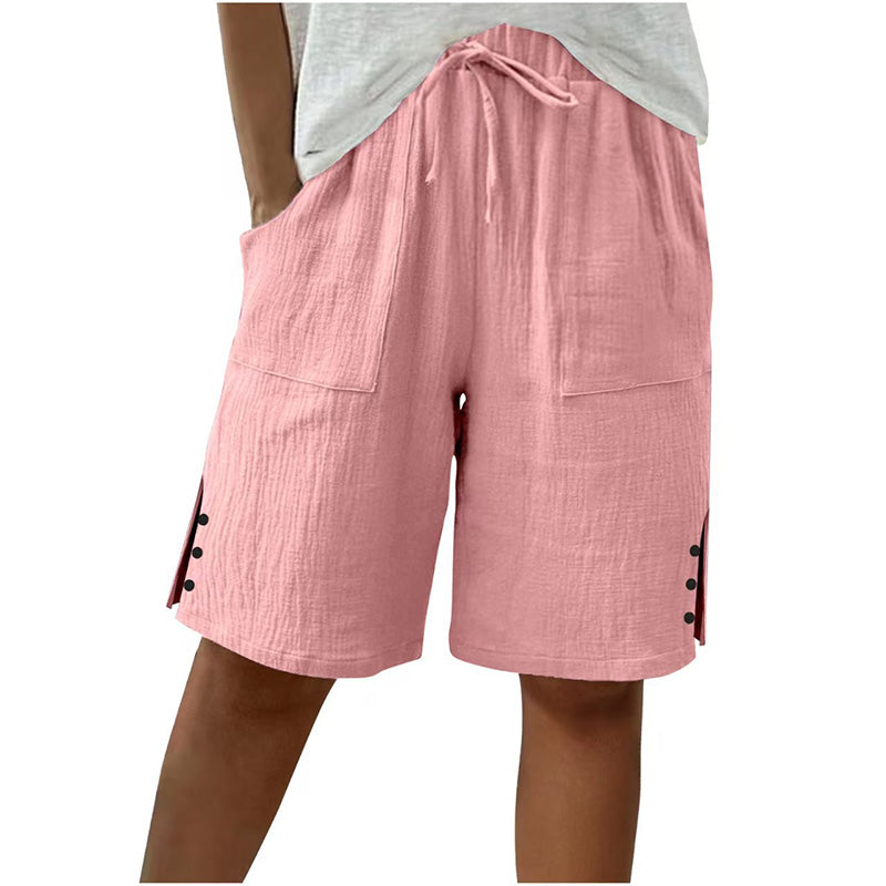 Short d'été pour femme avec boutons sur les côtés
