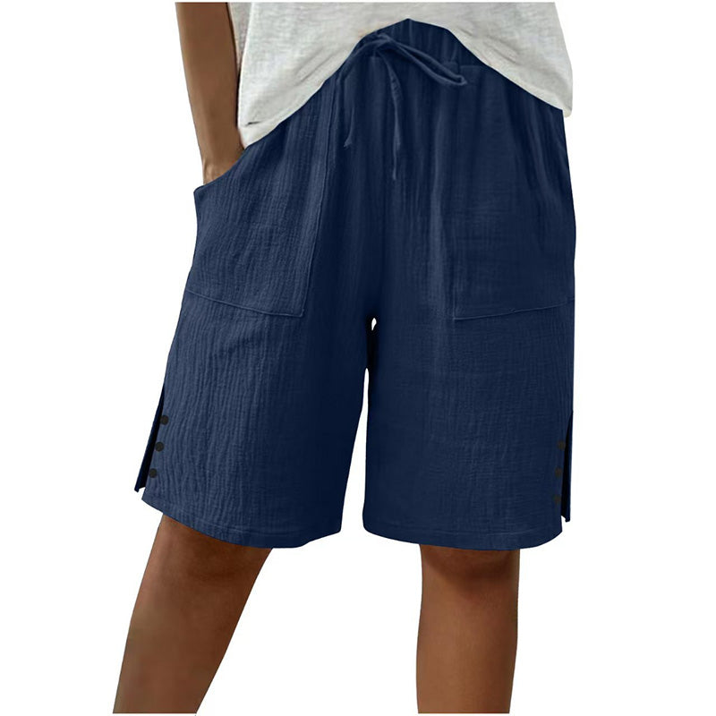 Short d'été pour femme avec boutons sur les côtés
