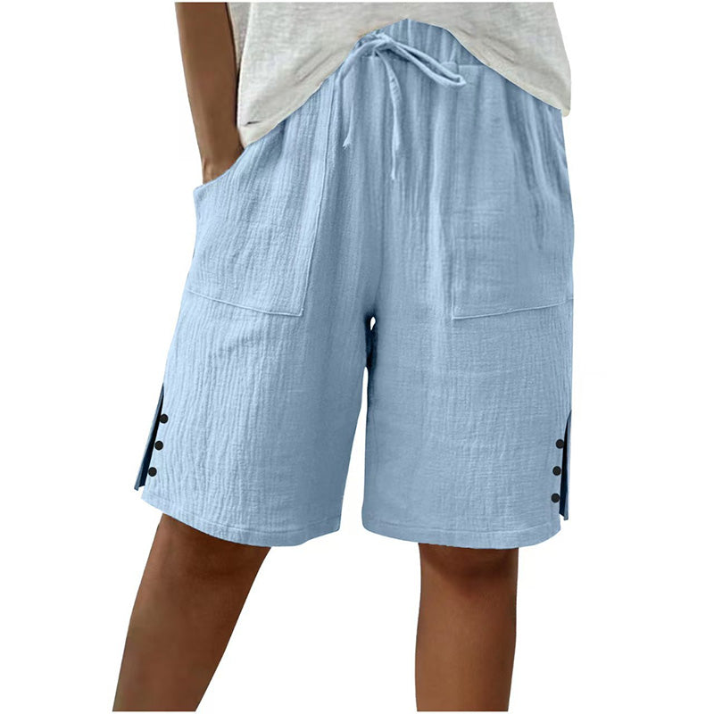 Short d'été pour femme avec boutons sur les côtés