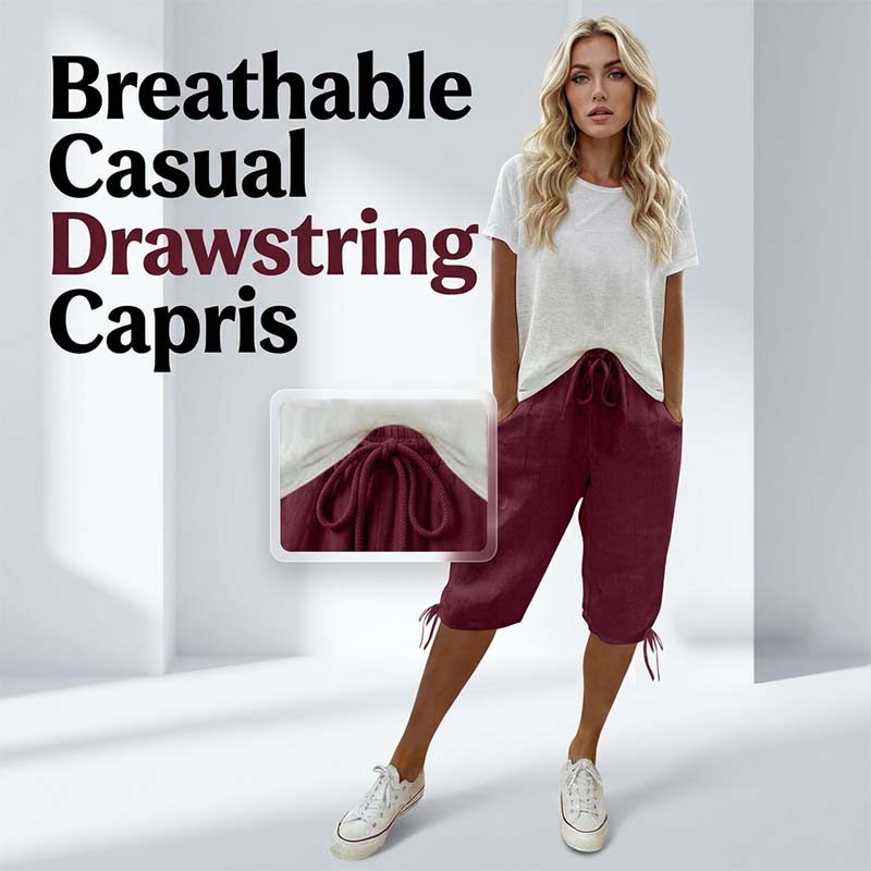 👖🌬️ Pantalon capri décontracté avec cordon de serrage et poches