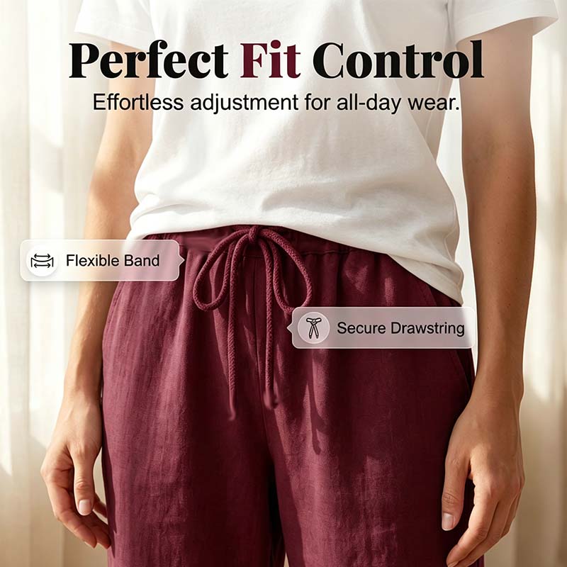 👖🌬️ Pantalon capri décontracté avec cordon de serrage et poches