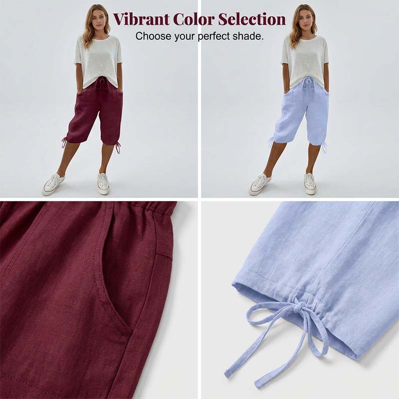 👖🌬️ Pantalon capri décontracté avec cordon de serrage et poches