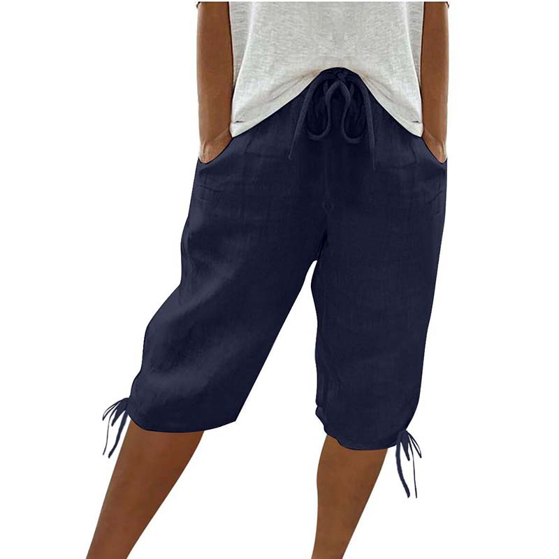 👖🌬️ Pantalon capri décontracté avec cordon de serrage et poches