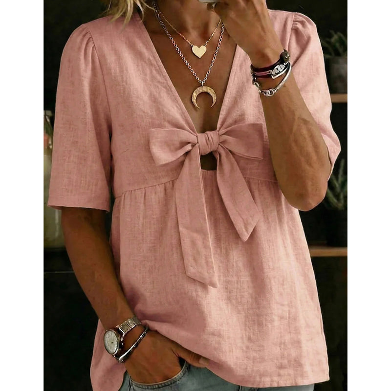 👕🎀 Haut à col en V pour femme avec bruit