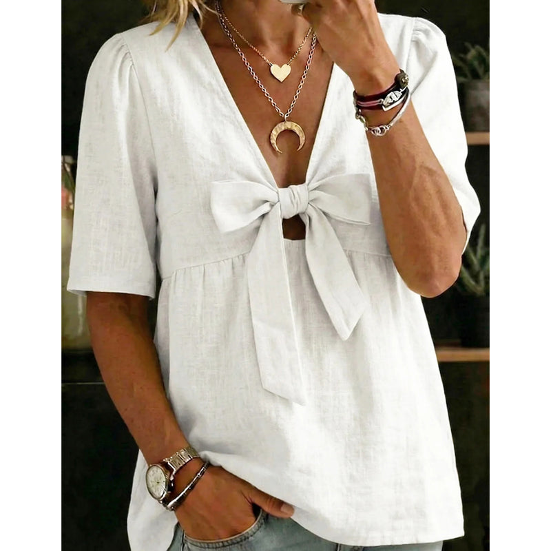 👕🎀 Haut à col en V pour femme avec bruit