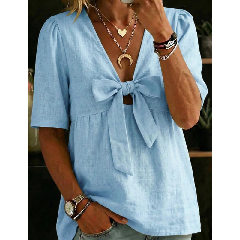 👕🎀 Haut à col en V pour femme avec bruit