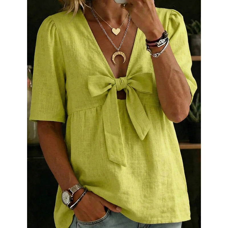 👕🎀 Haut à col en V pour femme avec bruit