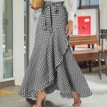 Jupe longue femme taille haute asymétrique à volants