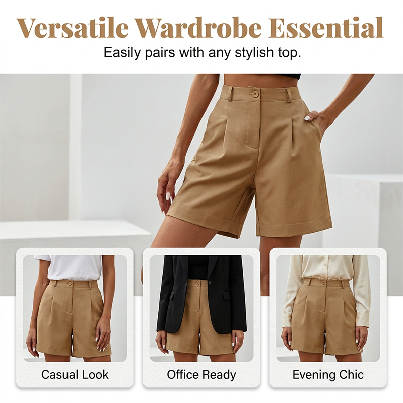 🔥 NOUVEAU + -50% + 50.000+ vendus 🔥 Short plissé taille haute pour femme