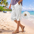 ☀️Pantalon d'été 3/4 pour femme avec détails boutonnés✨Frais, confortable et avec des poches vraiment pratiques
