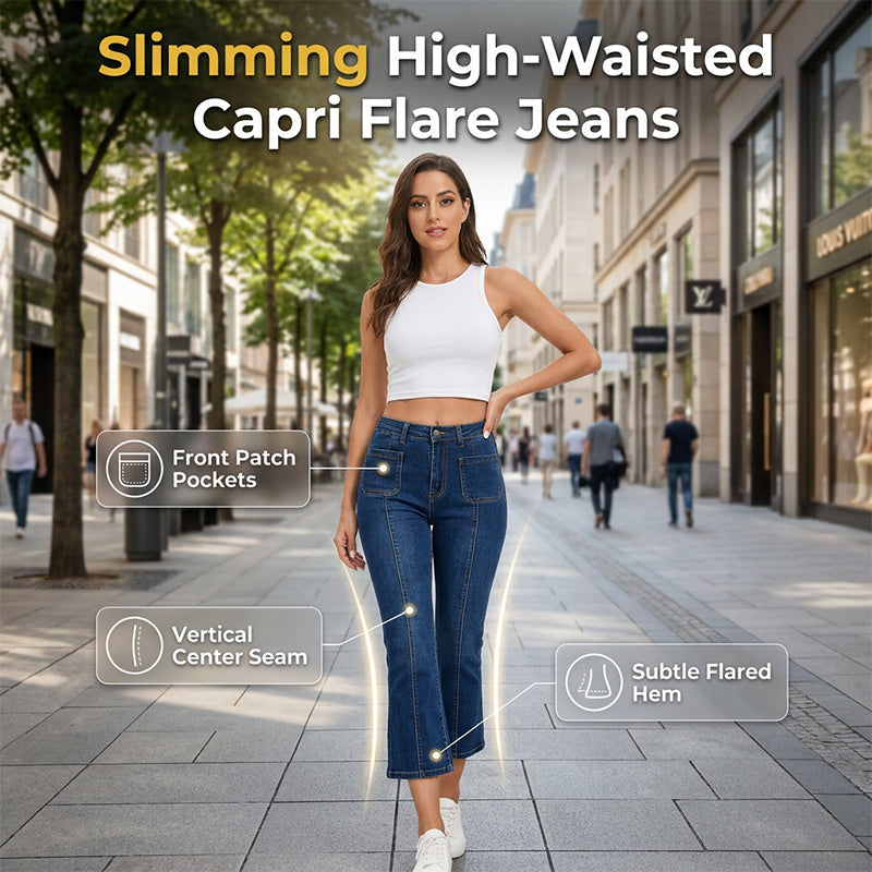 📦 En expédition quotidienne ! Jean capri évasé à taille haute pour femme