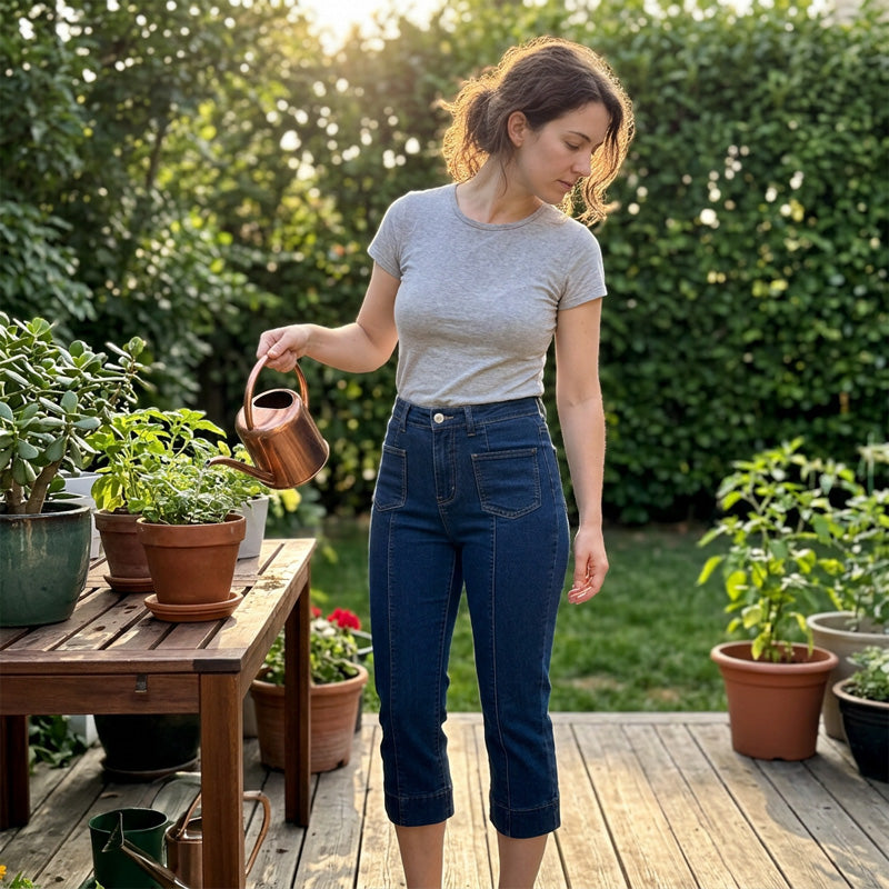 📦 En expédition quotidienne ! Jean capri évasé à taille haute pour femme