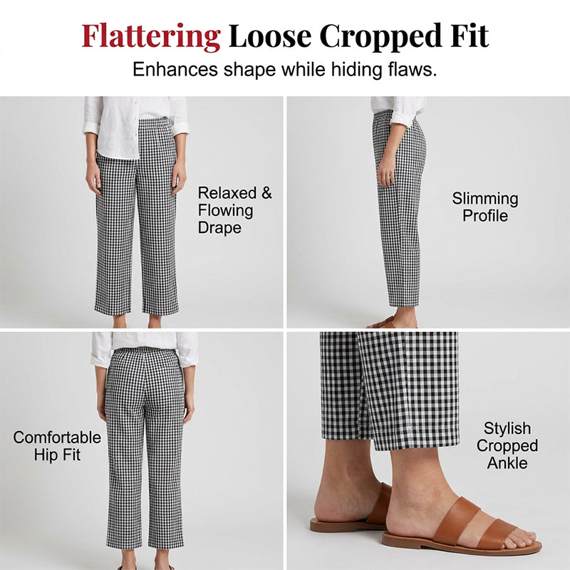 ⭐ Plus de 5.000 avis positifs ! Pantalon décontracté à carreaux et patchwork pour femme, longueur cheville