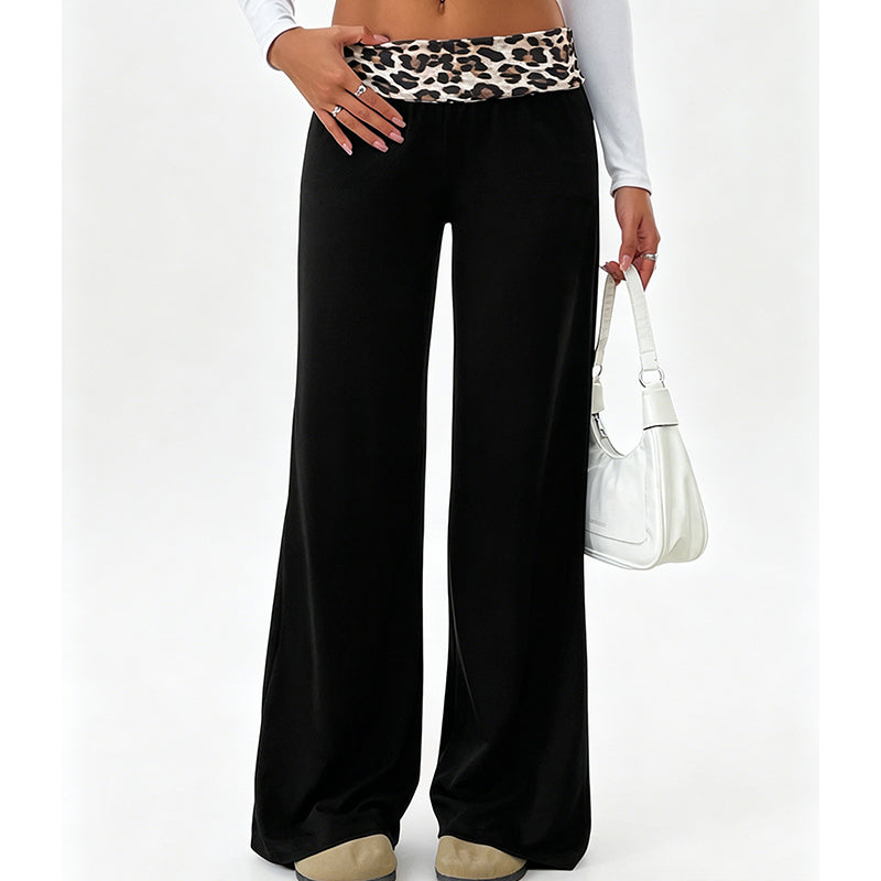 😍❤️ Pantalon de yoga taille haute pour femme, imprimé léopard, coupe légèrement évasée ☁️