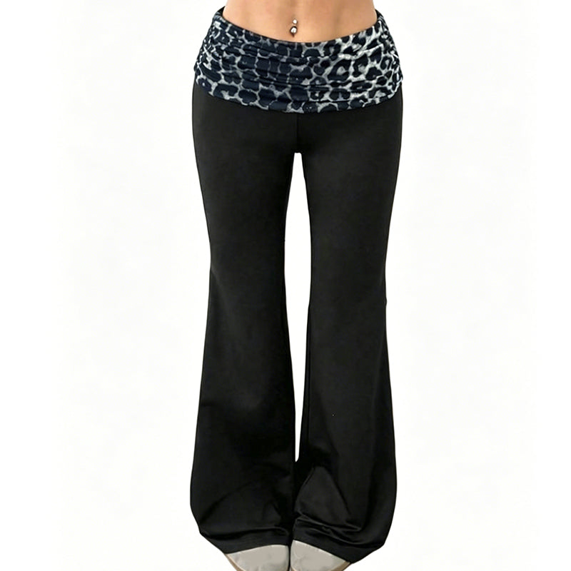 😍❤️ Pantalon de yoga taille haute pour femme, imprimé léopard, coupe légèrement évasée ☁️