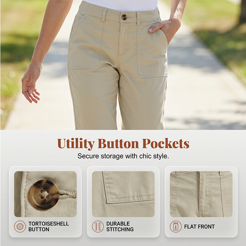 Pantalon capri uni pour femme – Pantalon léger en mélange haut de gamme