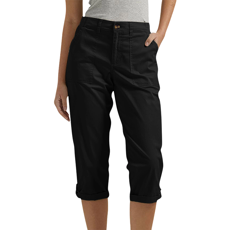 Pantalon capri uni pour femme – Pantalon léger en mélange haut de gamme