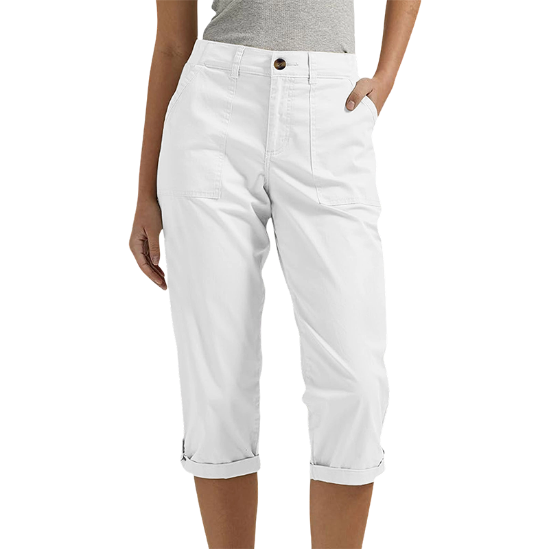 Pantalon capri uni pour femme – Pantalon léger en mélange haut de gamme