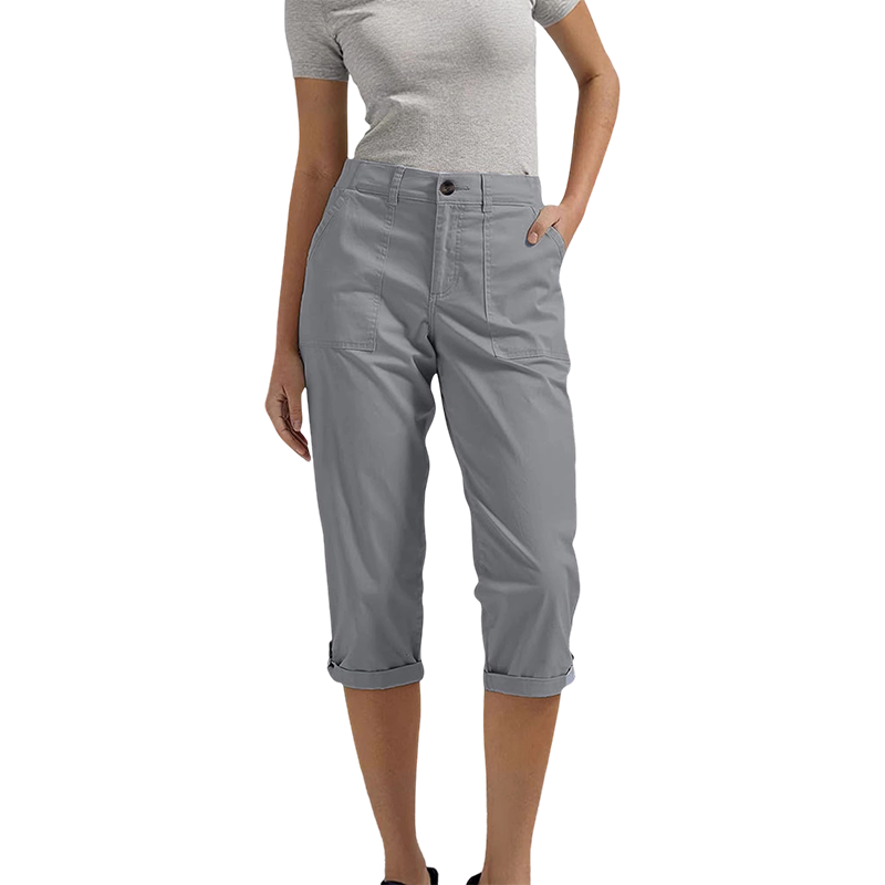Pantalon capri uni pour femme – Pantalon léger en mélange haut de gamme