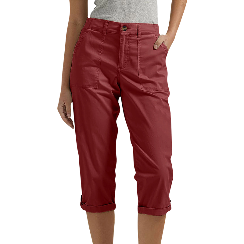 Pantalon capri uni pour femme – Pantalon léger en mélange haut de gamme