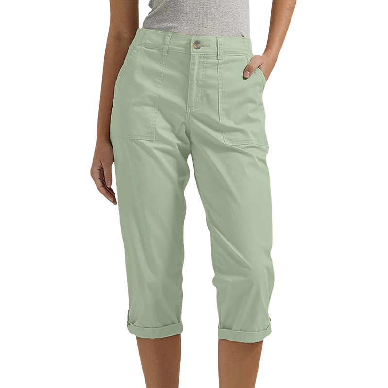 Pantalon capri uni pour femme – Pantalon léger en mélange haut de gamme