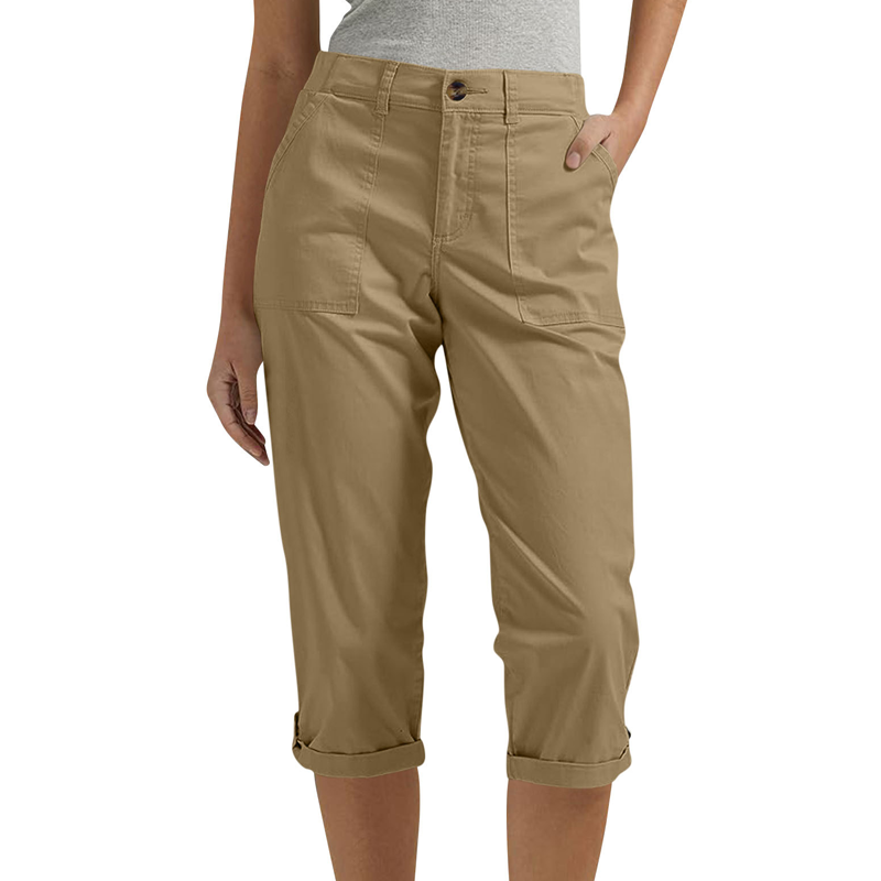 Pantalon capri uni pour femme – Pantalon léger en mélange haut de gamme